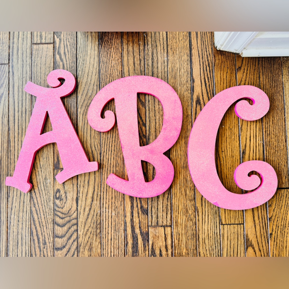 Hobby Lobby Pink Wooden Glitter ABC Letters